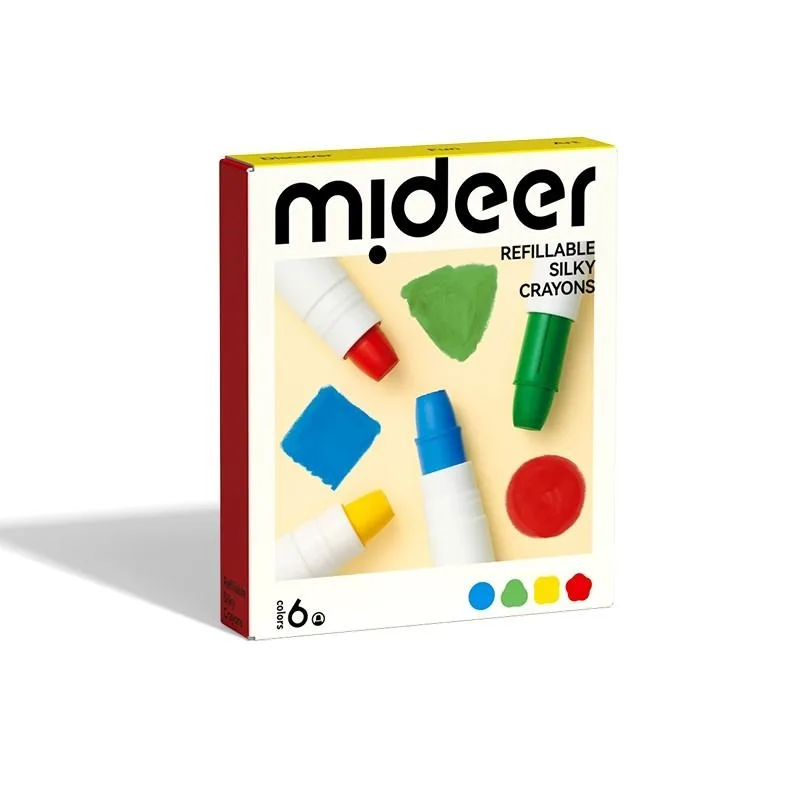 Воскові шовковисті олівці  MiDeer  6 кольорів  (MD4258) швидковисихаючі безпечні нетоксичні для дітей