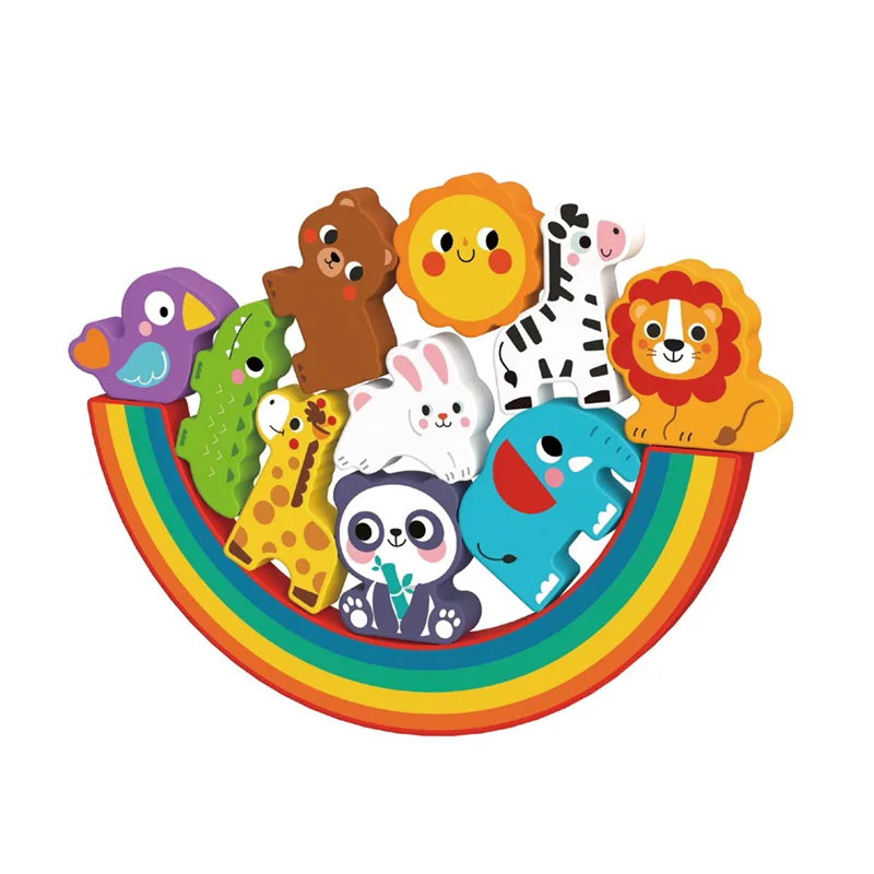 Дитяча дерев'яна гра-балансир Tooky Toy Панда з друзями, 11 предметів ( HP095 ) для малят від 18 місяців