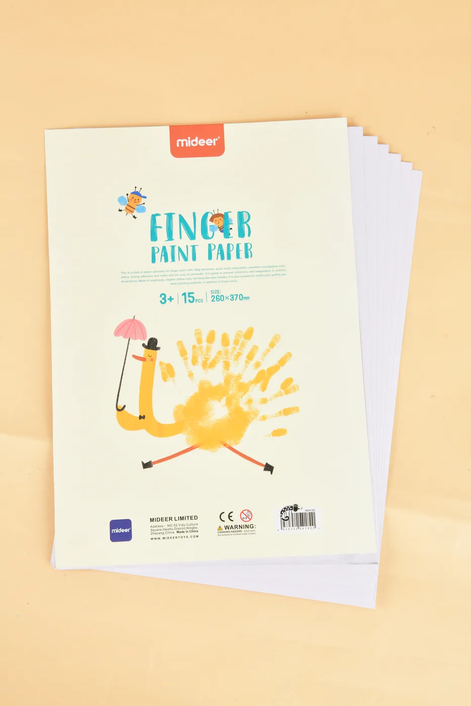Набір паперу для малювання пальчиковими фарбами Mideer 15 аркушів, розмір 26*37 см( MD 4182 ) для акварелі